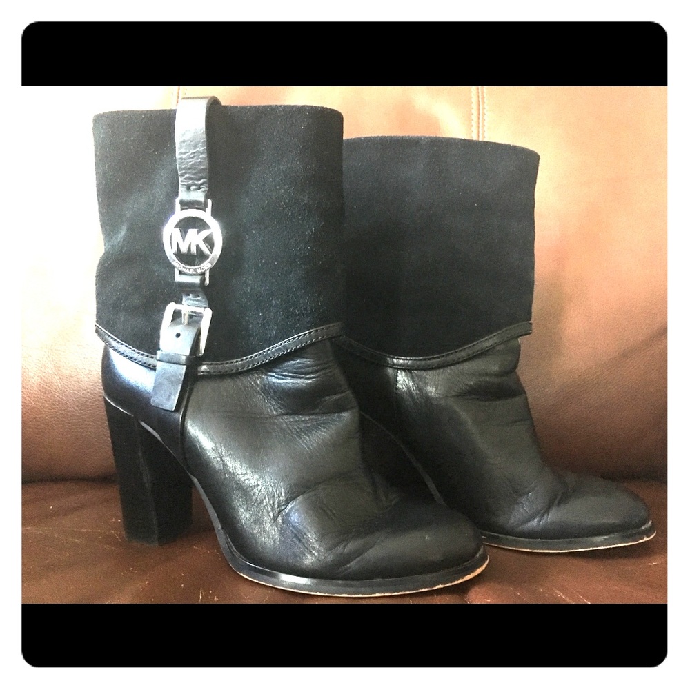 Michael Kors Boots 6.5 Black Heels Leather Suade